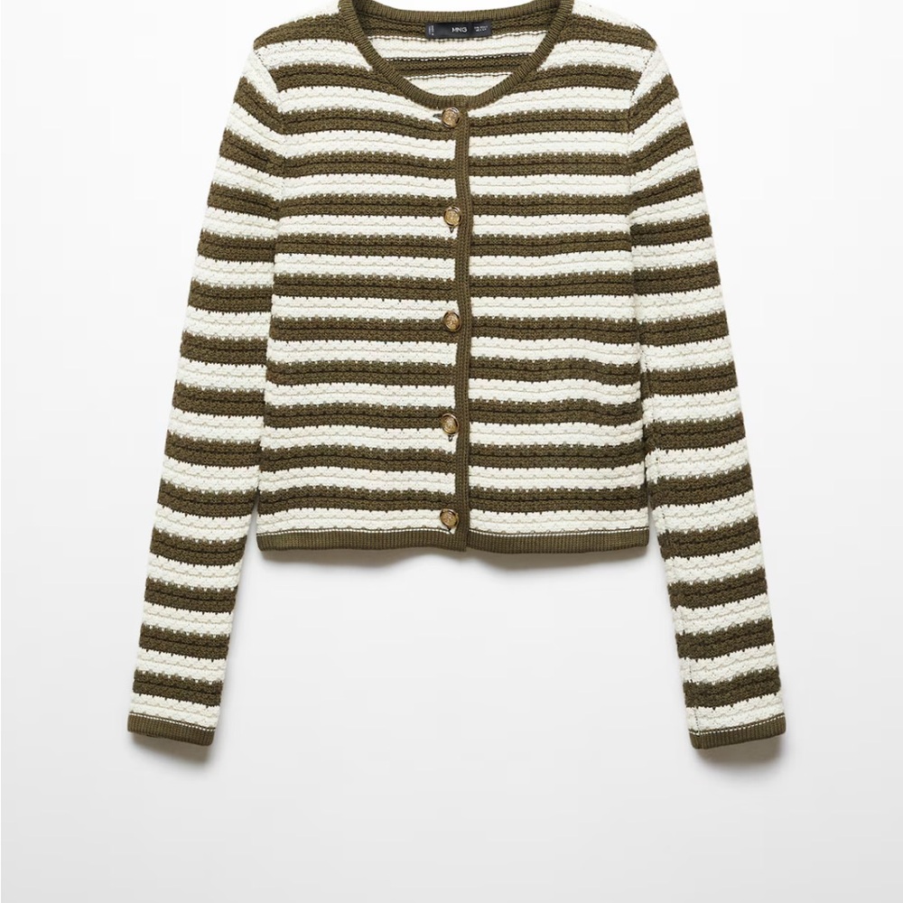 Mango STRIPED CARDIGAN WITH JEWEL BUTTONs - Picture 7 of 9